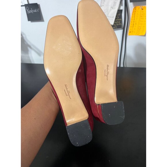 Salvatore Ferragamo Erica Suede Pump Burgundy Women’s 10 - Picture 7 of 10